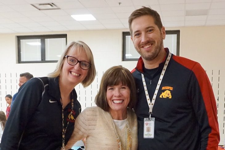 <p>Guests from left: Carol Dopke, RMS assistant principal; Lisa Palese, BPS101 director of student services; and Bryan Zwemke, RMS principal.</p>
