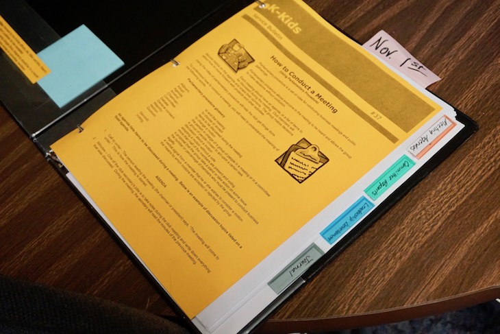 <p>LWS K-Kids Club Faculty Adviser Kimberly Ritko ensures that each K-Kids Club student officer and committee chair has a binder to stay organized and informed about parliamentary procedure.</p>
